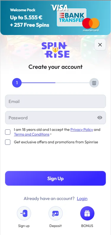 How to Register at Spinrise Casino